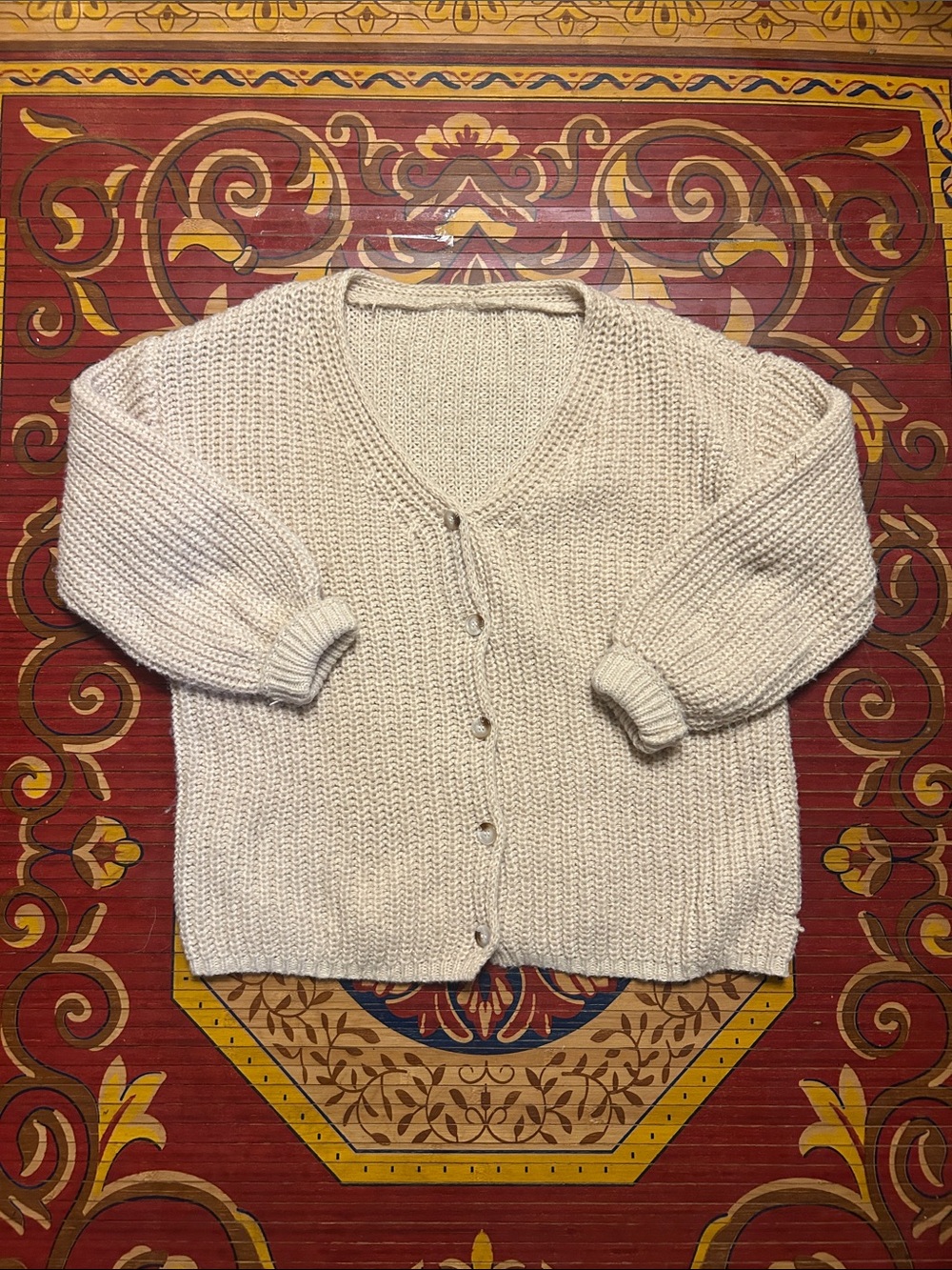 Everyday Cream Button-Front Knit Cardigan